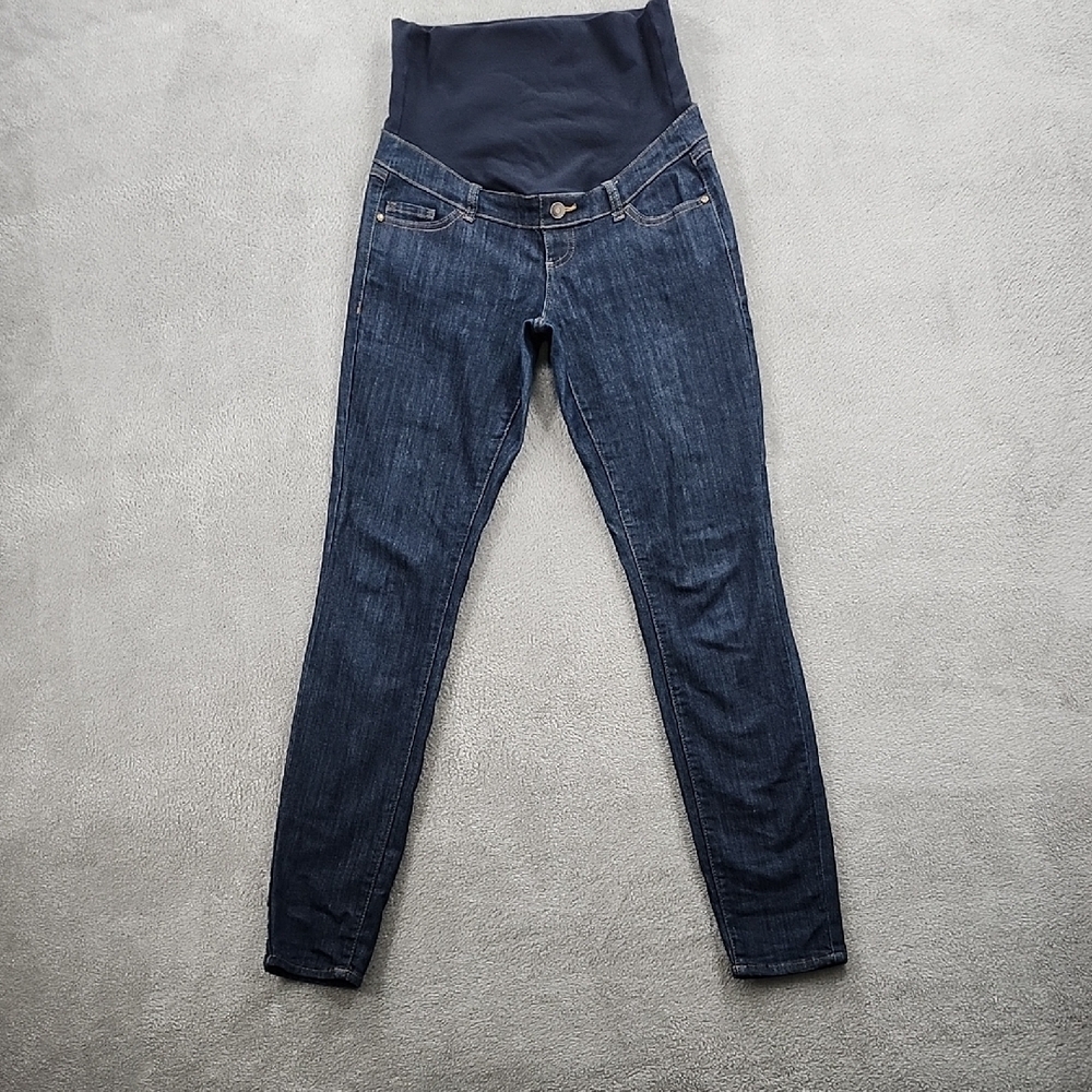 Thyme Maternity Jeans Women's Size Small Skinny Blue Belly Pannel Pockets